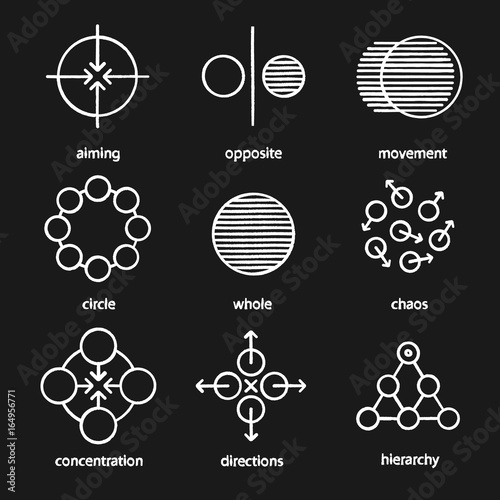 Abstract symbols chalk icons set