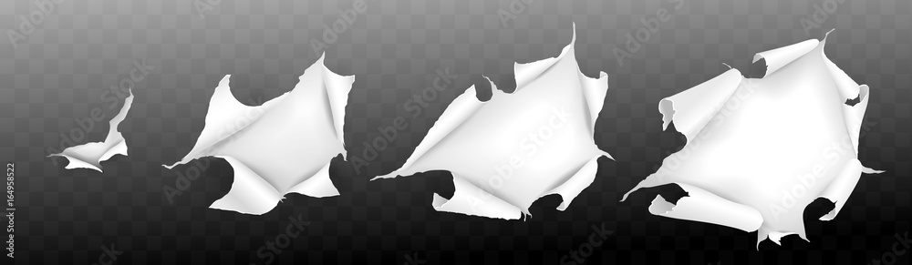 Realistic paper torn. Hole in sheet of paper. Vector illustration