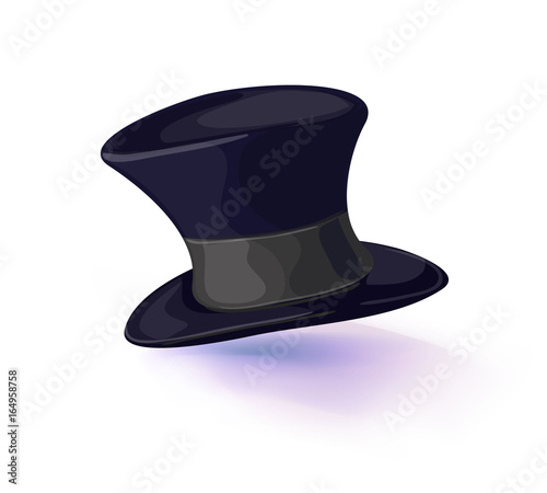 Black hat cylinder. vector illustration isolated on white background. Vector illustration .Masquerade or carnival costume headdress