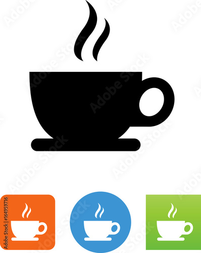 Coffee Cup With Plate And Aroma Icon - Illustration