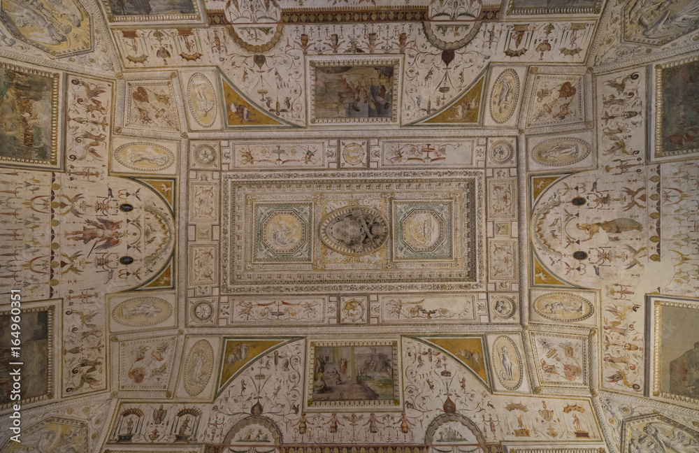 Castle Saint Angelo. Interior. Overlooking the ceiling. Rome. It