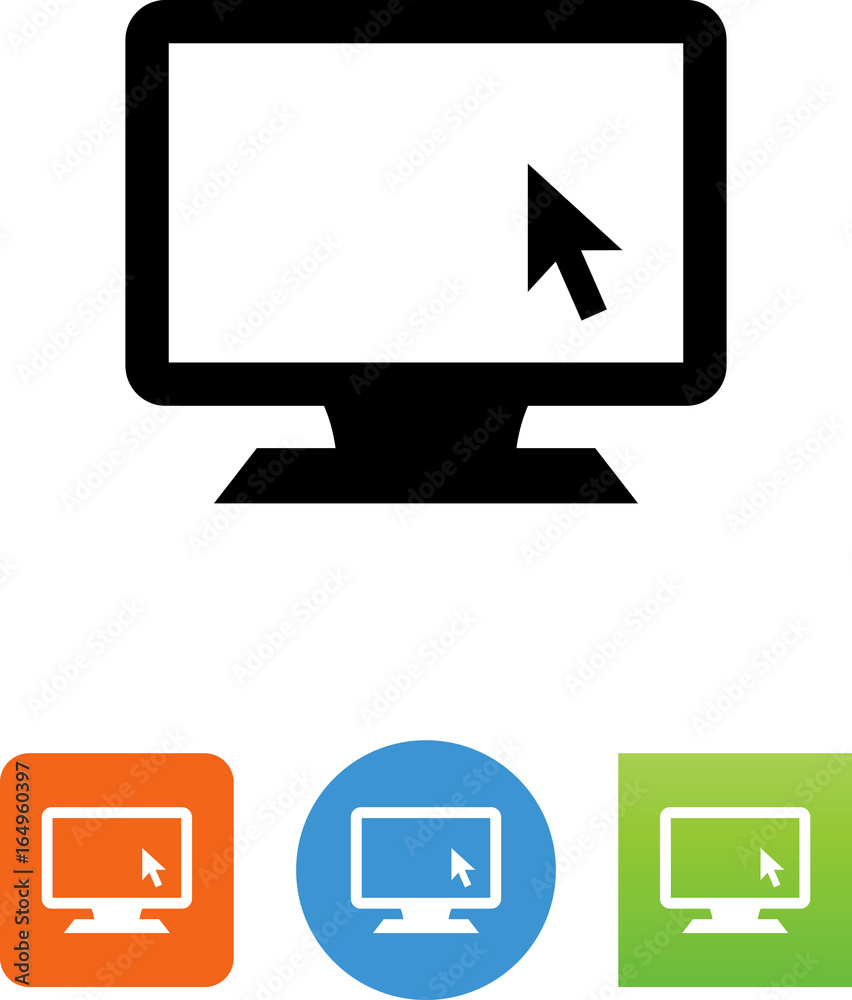 Computer With Cursor Arrow Icon - Illustration Computer With Cursor Arrow Icon - Illustration
