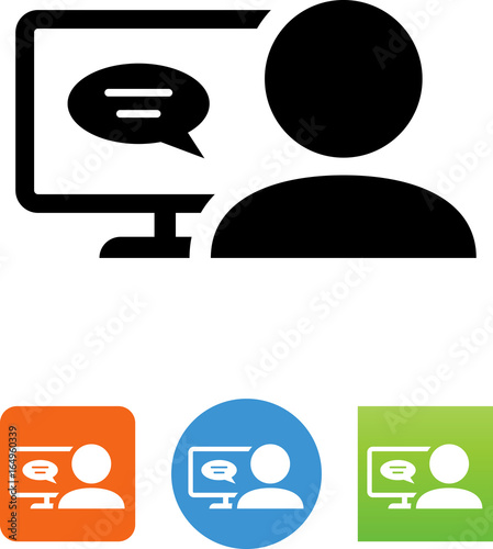 Computer User Sitting At Monitor With Chat Icon