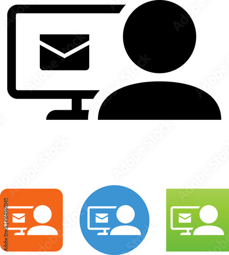 Computer User Sitting At Monitor With Email Icon