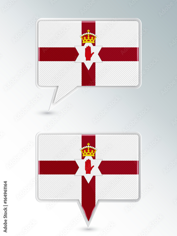 A set of pointers. The national flag of Northern Ireland on the location indicator. Vector illustration. A set of pointers. The national flag of Northern Ireland on the location indicator. Vector illustration.