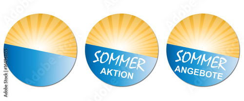 Sommer - Button-Set "Sommeraktion/ Sommerangebote" (in Blau)