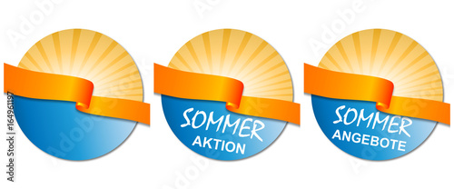 Sommer - Button-Set in Blau (Sommeraktion/ Sommerangebote)