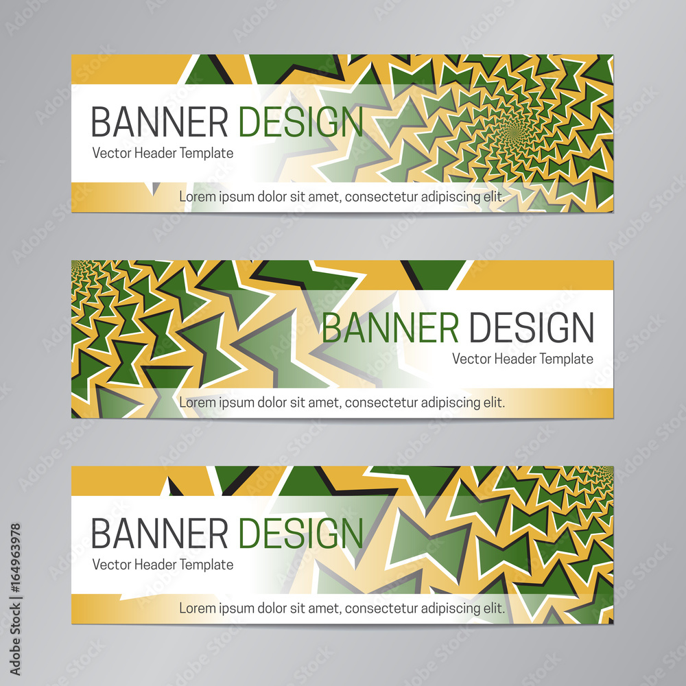 Naklejka premium Abstract web header design. Green yellow banner template.