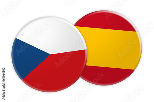 Free Download News Concept: Czech Republic Flag Button On Spain Flag Button, 3d illustration on white background - GFXLoad