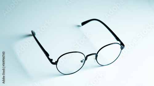 Classic black eye glasses isolated on white background