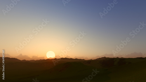 Sunset dawn clear sky 3D render
