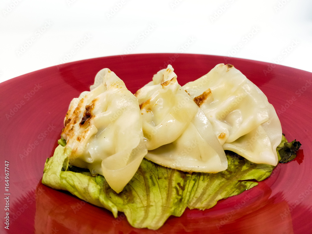 Chinese food Fried dumplings on plate Chinese food Fried dumplings on plate