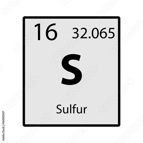 Sulfur periodic table element gray icon on white background vector