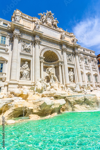 Neptune statue and the Trevi Fountain in Rome, Italy