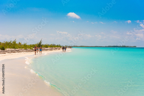 Fototapeta Naklejka Na Ścianę i Meble -  Sandy beach Playa Paradise of the island of Cayo Largo, Cuba. Copy space for text.