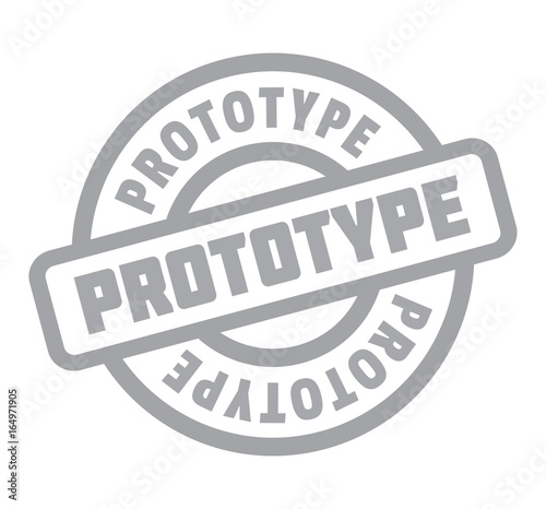 Prototype rubber stamp. Grunge design with dust scratches. Effects can be easily removed for a clean, crisp look. Color is easily changed.