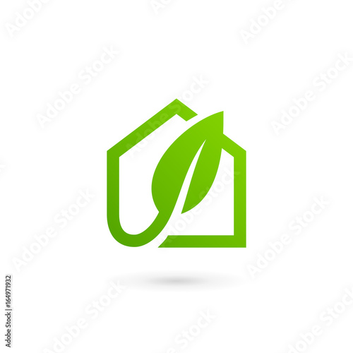 Eco leaves house logo icon design template elements