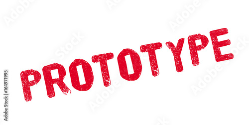 Prototype rubber stamp. Grunge design with dust scratches. Effects can be easily removed for a clean, crisp look. Color is easily changed.