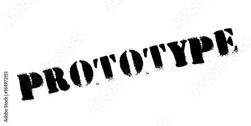Prototype rubber stamp. Grunge design with dust scratches. Effects can be easily removed for a clean, crisp look. Color is easily changed.