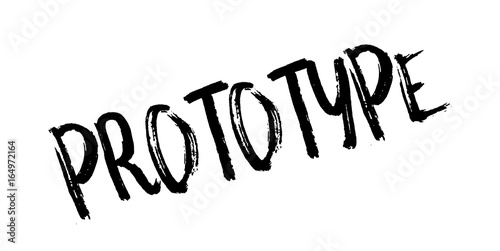 Prototype rubber stamp. Grunge design with dust scratches. Effects can be easily removed for a clean, crisp look. Color is easily changed.