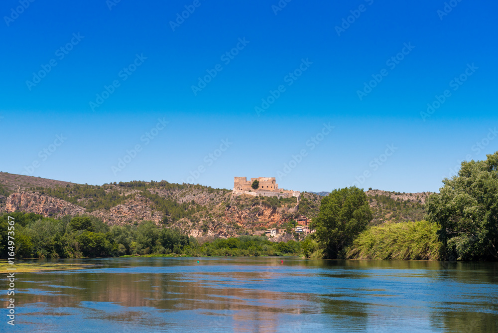 Views of the castle of Miravet, Tarragona, Catalunya, Spain. Copy space for text.