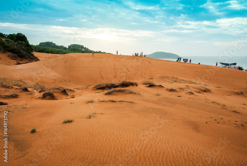 The whole scene of sand dunes in Mui Ne, Phan Thiet, Vietnam.