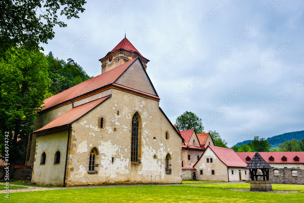 Famous Red Monastery called Cerveny Klastor in Pieniny mountains, Slovakia