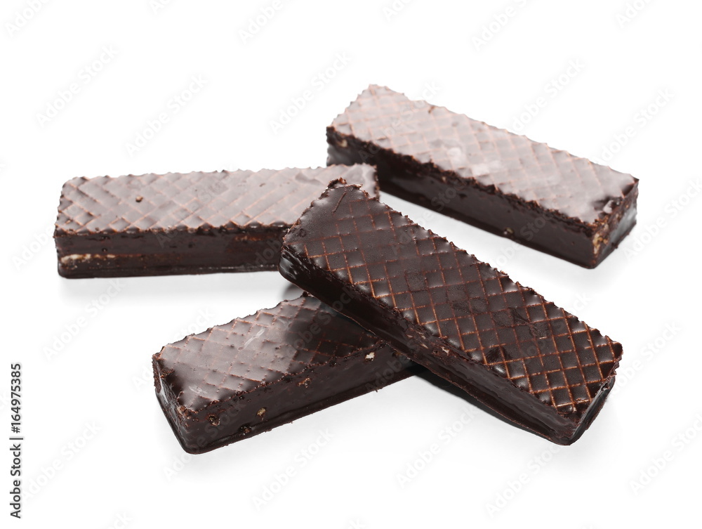 chocolate waffle bars isolated on white background chocolate waffle bars isolated on white background