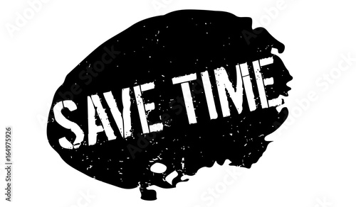 Save Time rubber stamp. Grunge design with dust scratches. Effects can be easily removed for a clean, crisp look. Color is easily changed.