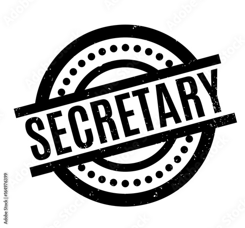 Secretary rubber stamp. Grunge design with dust scratches. Effects can be easily removed for a clean, crisp look. Color is easily changed.