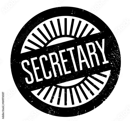 Secretary rubber stamp. Grunge design with dust scratches. Effects can be easily removed for a clean, crisp look. Color is easily changed.