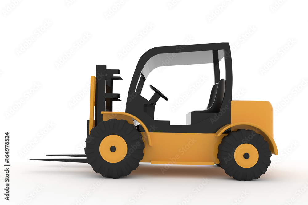 forklift truck on isolated white in 3d rendering forklift truck on isolated white in 3d rendering