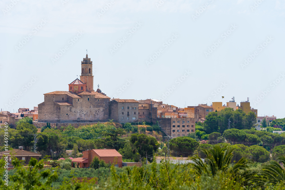 View of the city Maspujols, Tarragona, Catalunya, Spain. Copy space for text.
