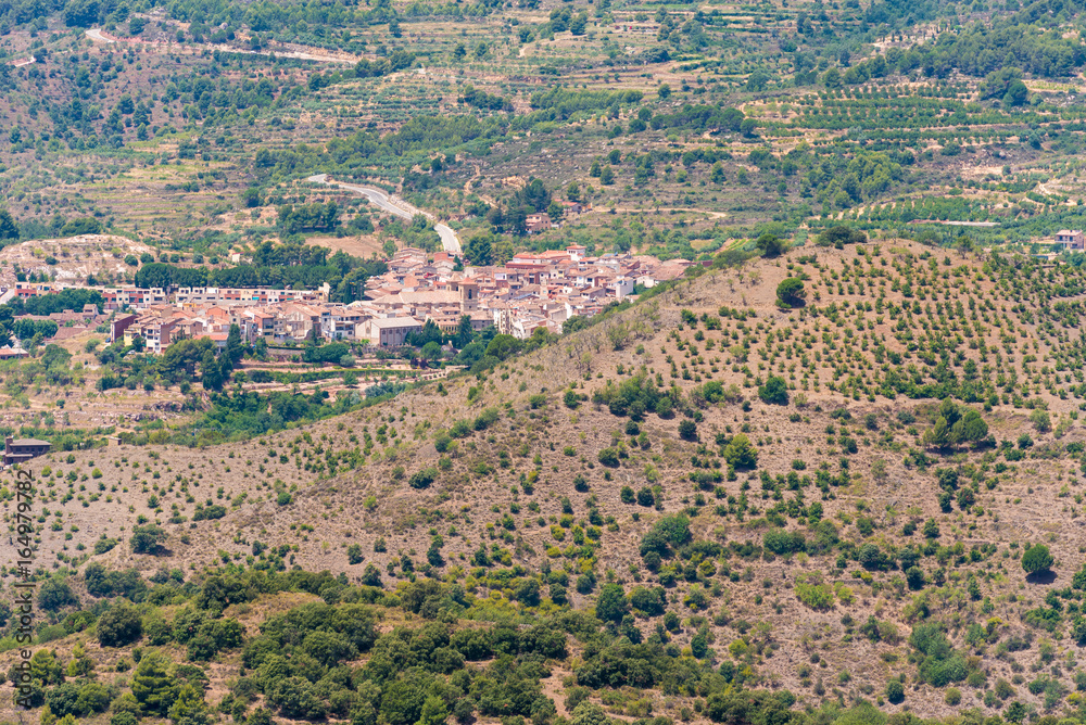 Mountain landscape, Tarragona, Catalunya, Spain. Top view.