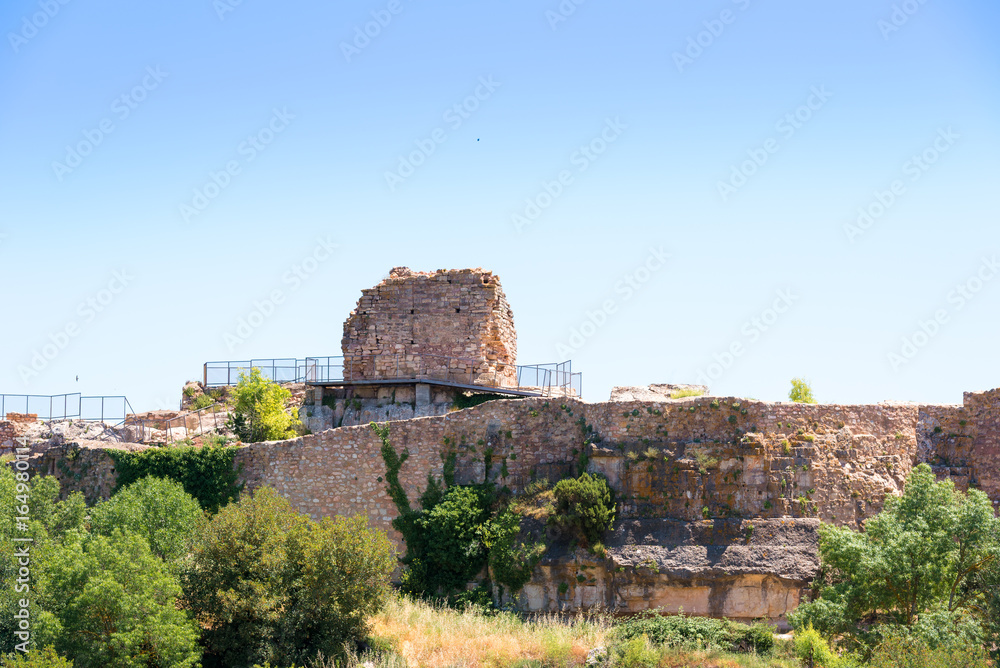 View of the ruins of the castle of Siuran, Tarragona, Catalunya, Spain.