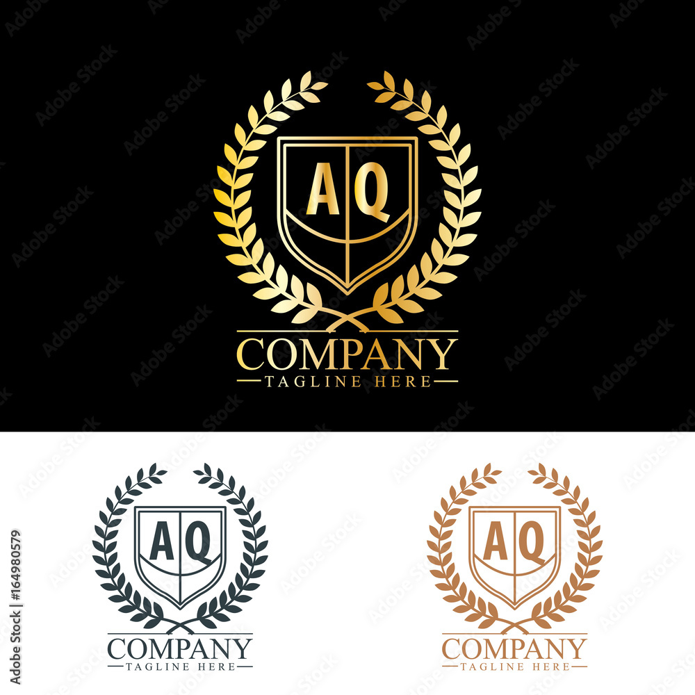 Initial Letter AQ Luxury. Boutique Brand Identity