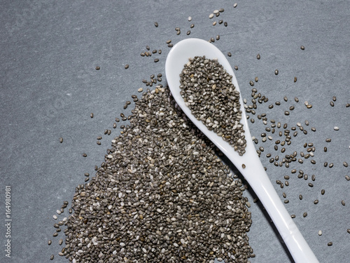 Chia seeds. Food ingredients close up photography