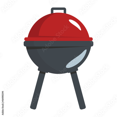 BBQ grill in cartoon flat style isolated on white background barbeque object for summer party barbeque design and web