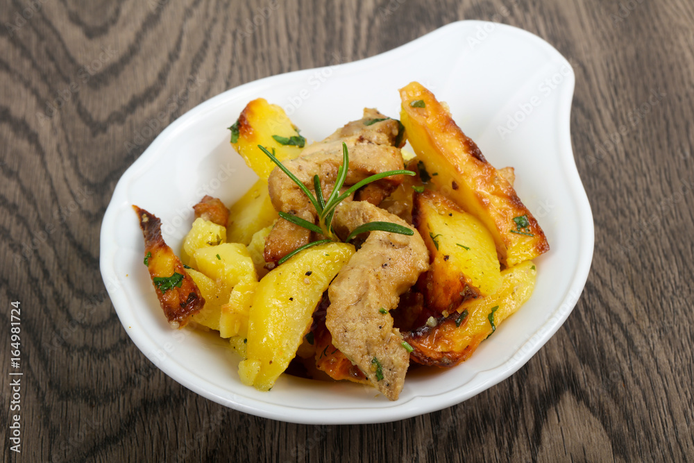 Fried potato with pork Fried potato with pork