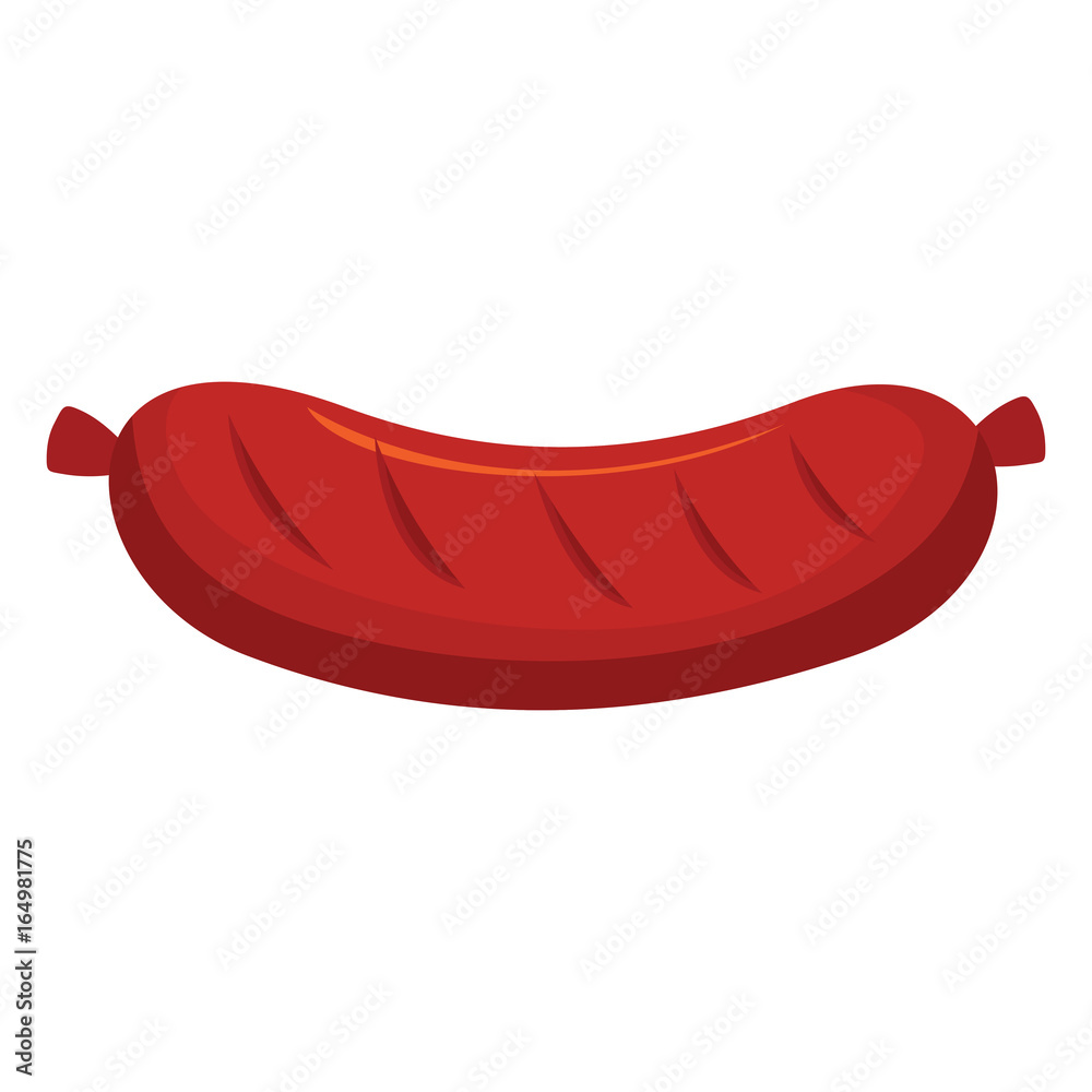 Sausage grilled vector icon in cartoon flat style isolated on white background food barbeque object for design and web Sausage grilled vector icon in cartoon flat style isolated on white background food barbeque object for design and web