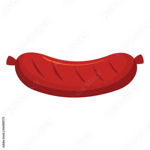 Sausage grilled vector icon in cartoon flat style isolated on white background food barbeque object for design and web