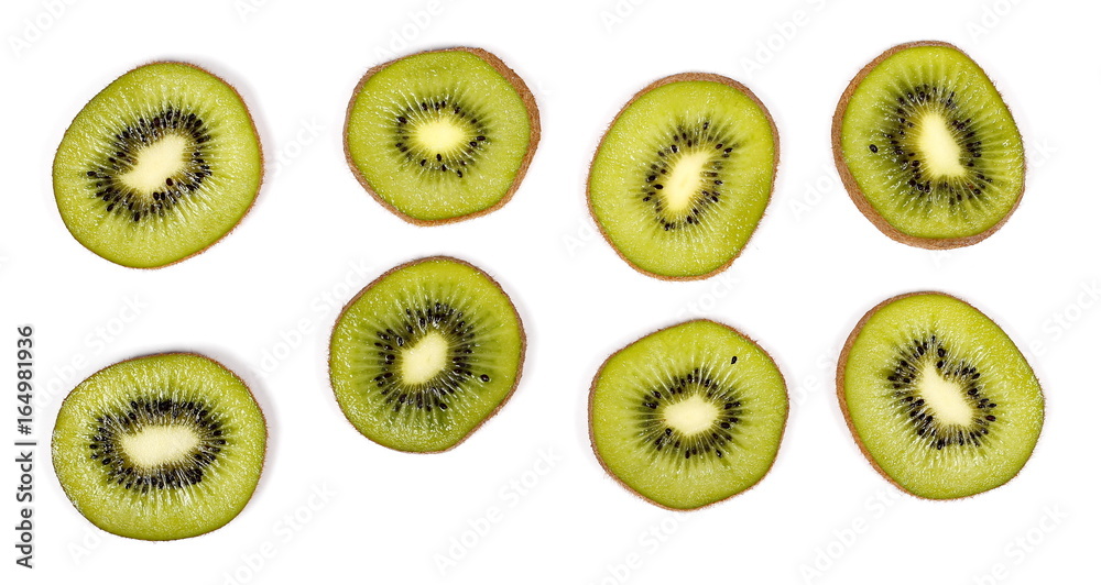 Fototapeta premium Kiwi fruit slices set, collection isolated on white background