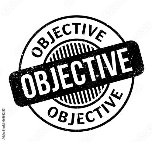 Objective rubber stamp. Grunge design with dust scratches. Effects can be easily removed for a clean, crisp look. Color is easily changed.