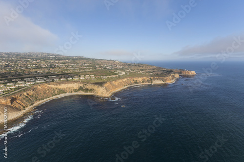 Pacific coast aerial view of Rancho Palos Verdes in Los Angeles County, California. 