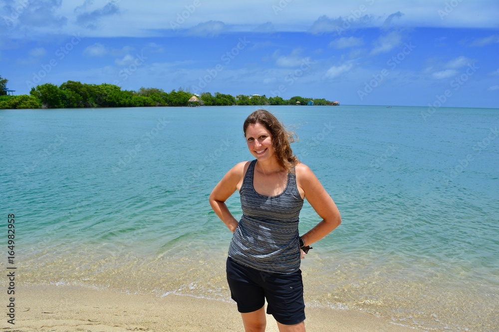 Woman on beach Placencia, Belize