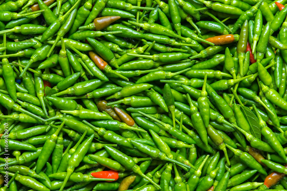 Green and red chilli mixed background Green and red chilli mixed background