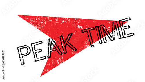 Peak Time rubber stamp. Grunge design with dust scratches. Effects can be easily removed for a clean, crisp look. Color is easily changed.