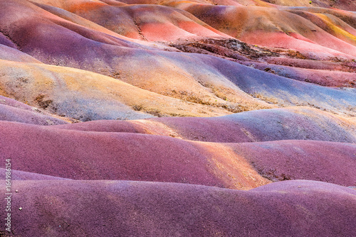 Unusual volcanic formation seven colored earths in Chamarel on Mauritius island photo