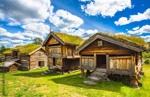 Old traditional Norwegian houses. Geilo, Norway. photo