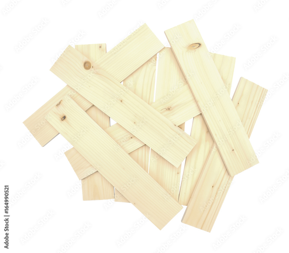 Stack of wooden plank on white background Stack of wooden plank on white background